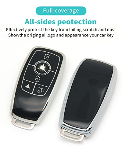 Haoyoumei Suitable For Mercedes Benz Keys.advanced Soft Tpu Key Cover Is Compatible With C E R S G S Cls Clk Glc Gle Gls Sl Slr Mclaren Amg Smart Remote Key (Type B Black Key Case + Key Chain Set) #TOP3