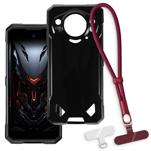 OAGELIM 2-in-1�ی�P�[�X�ƃ��X�g�X�g���b�v Doogee S200 X �Ƃ̌݊������� ���O���\�ȃ��j���[�h�t���d�b�J�o�[�A����~�ߕ����h�~�O���b�v�n���h�� (�u���b�N + ���b�h)