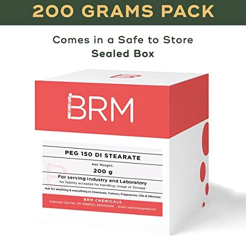 BRM Chemicals Peg 150 DiStearate - 200 G For Soap Making, Shampoo, Cosmetics, Moisturizer, Lotion Making, Domestic Use & Diy Personal Care For Face, Hair, Skin & Body (Pack Of 1)