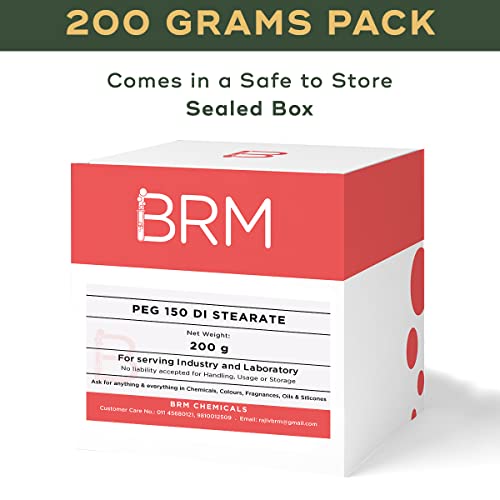 BRM Chemicals Peg 150 DiStearate - 200 G For Soap Making, Shampoo, Cosmetics, Moisturizer, Lotion Making, Domestic Use & Diy Personal Care For Face, Hair, Skin & Body (Pack Of 1)