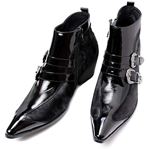 Feito à mão Botas masculinas de cano alto com zíper pontiagudo cano alto para festa de escritório sh