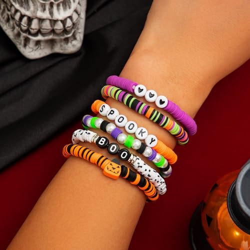 Christmas Bracelet for Women Elastic Stackable Letter Christmas Bracelets Bulk Clay Bead Bracelet Xmas Heishi Surfer Bracelets Set Y2K Party Jewelry Holiday Gifts4