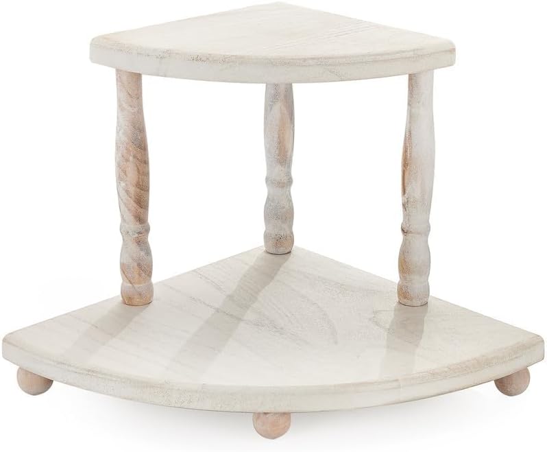 VIVIRBIEN Estante esquinero de madera de 2 niveles, decoración de granja, bandeja escalonada, soporte de bandeja para decoración de cocina para disponible en Yaxa Peru