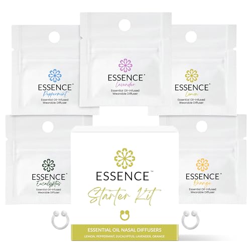 Essence Nasal Diffuser Starter Kit Essential Oil Silicone Nose Ring Inhalers for Beginners Wearable Aromatherapy Bundle for Relaxation Energy & Breathing Support