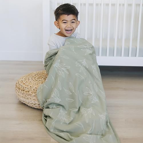 Image of Woolino Toddler Blanket - Merino Wool and Organic Cotton Baby Blanket for Girls and Boys - 4 Season - 52.5 inch x 40 inch - Sage