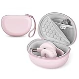 Hard Case for Beats Solo 4/Solo 3/Studio Pro/Studio3 On-Ear Headphones, Universal Portable Travel Organizer Bag with Honeycomb Lid Protection (Pink)