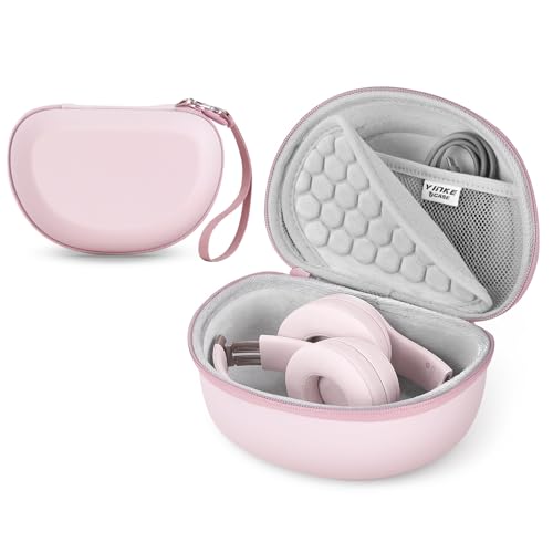 Hard Case for Beats Solo 4/Solo 3/Studio Pro/Studio3 On-Ear Headphones, Universal Portable Travel Organizer Bag with Honeycomb Lid Protection (Pink)