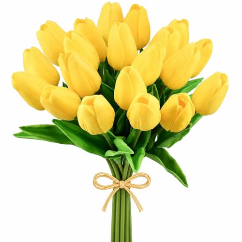 Image of Mandy's 20pcs Artificial Yellow Tulips