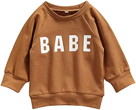 Infant Sweatshirt Toddler Crewneck Sweater Newborn Hoodies Baby Boy Girls Clothes Letter Printed Fall Spring Pullover (Yellow, 12-18 Months)