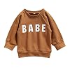 Kids Infant Baby Boy Girls Clothes Babe Letter Printed Long Sleeve Pullover Sweatshirt Shirt Sweater Tops