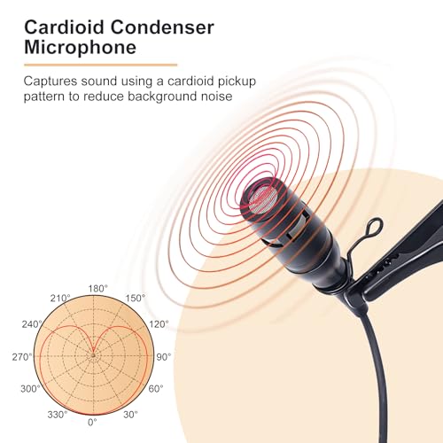 JTLAU Lavalier Microphone, Cardioid Condenser Clip On Microphone - Image 2