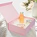 Corsiampoo 5 Sets Pink Gift Box with Magnetic Lid, 10.5x7.5x3.1 Inches Ribbons Gift Boxes for Halloween, Christmas, Birthday, Wedding & Party Packing