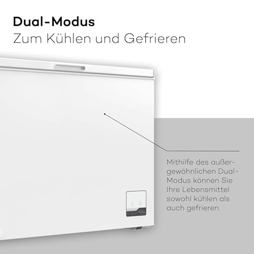 SCHOEPF – GT300S Gefriertruhe 299 L – Weiß – 83,5 x 112,5 x 61 cm – Energieklasse E – Schnellgefrieren – 41 dB – 231 kWh/Jahr – 4-Sterne-Kennzeichnung – Freistehend