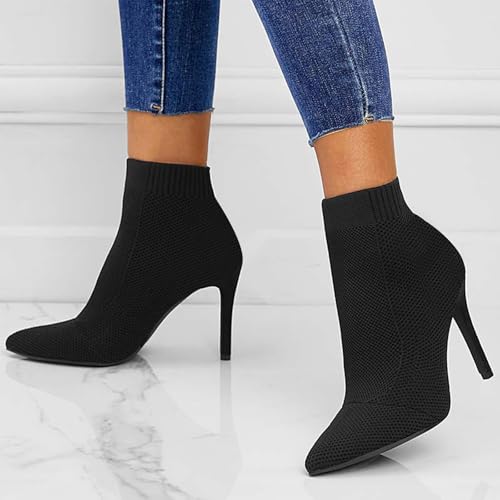 Pointed Toe Stiletto Ankle Boots for Women Trendy 4 in High Heel Sock booties4