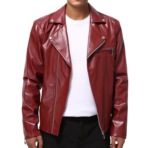 Blazer costume en similicuir homme fermeture éclair veste ajustée