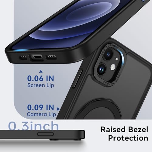 Coque iPhone 12 Mini magnétique mate protégeant des chocs avec anneau béquille - 4