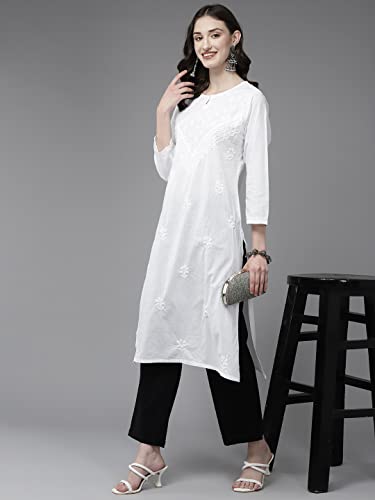 Image of Ada Hand Embroidered Lucknowi Chikankari Cotton Kurta for Women A411469