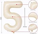 Party Port Large Retro Cream/Beige Number Foil Balloon 40" Inch For Birthday, Milestone & Anniversary Celebrations (5) - 1 Piece gallery image