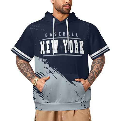 Custom Baseball Short Sleeved Hoodie for Men Women Personalized City Gifts Customize Hooded with Name& Number2