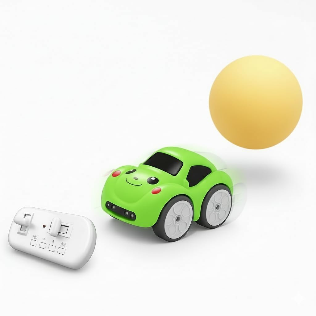 Ruzarth 2.4GHz RC Cartoon Car for Kids | Auto Follow Track Sensor Mode, Obstacle Avoidance, Music & Lights | Remote Control Toy Car for Best Gift Toddlers Boys Girls. (Green)