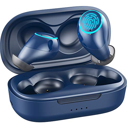 Wireless Earbuds, Bluetooth Earbuds with Wireless Charging Case with Microphone Stereo IPX7 Waterproof Wireless Headphones [USB-C Quick Charge] Blue