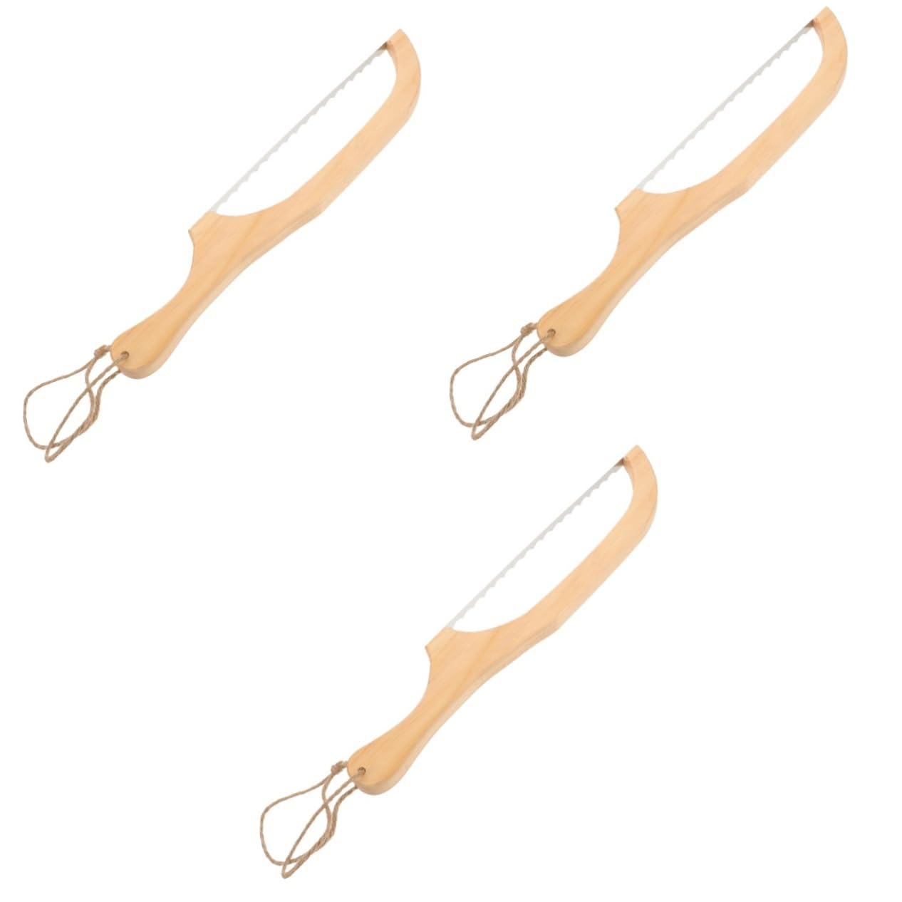 Couteau à trancher dentelé Alipis en bois | Lot de 3 pièces pour la cuisine