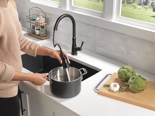Delta-Faucet-Westville-Matte-Black-Kitchen-Faucet-Black-Kitchen-Faucets-with-Pull-Down-Sprayer-Kitchen-Sink-Faucet-Faucet-for-Kitchen-Sink-Magnetic-Docking-Spray-Head-Matte-Black-9110-BL-DST