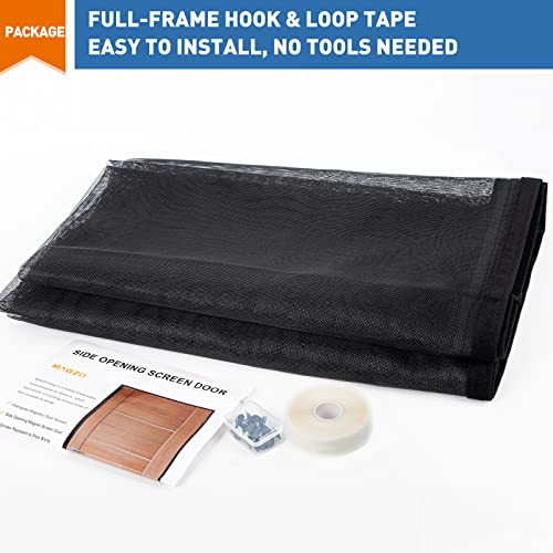 Magzo Magnetic Screen Door Fits Door Size 38 X 82 Inches, Screen Size 40 X 83 Inch Reinforced Side Opening Mesh Curtain Polyester Heavy Duty Screen With Full Frame Hook&Loop-Black #TOP6