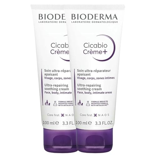 BIODERMA | Crema curativa CICABIO | Crema reparadora y calmante | Acción antirrayas | Restaura la epidermis | Juego de 2 x 100ml