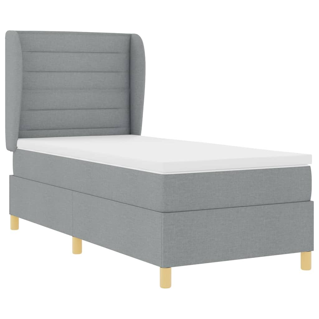 Lit à Ressorts avec Matelas Gris Clair 190 x 90 cm Tissu,Meubles,Lits & Accessoires,Lits & Cadres de lit,56.13 kg-3340662