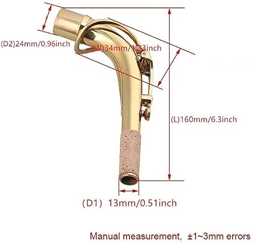 Tuoren Brass Saxophone Bend Neck Instrument Assembly For Alto Saxophones 24.5Mm Port Diameter Gold #TOP3