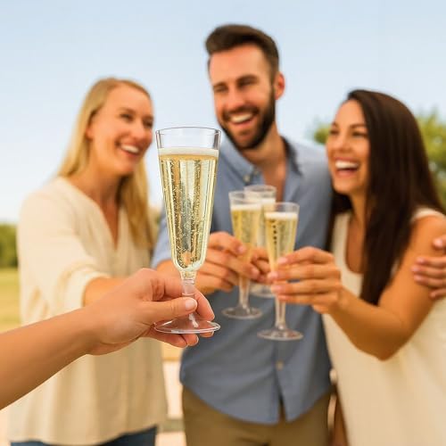 XxinXrong 20 Pcs Champagne Flutes, Reusable Plastic Champagne Flutes Cups, Transparent Cups for Parties, Weddings, Birthdays Reusable - 150ml