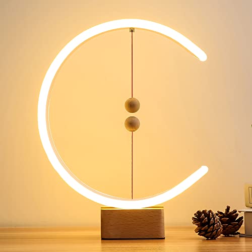 Yieonshion Modern Desk Lamp Smart Magnetic Balance Lamp, Bedside Table Lamp Suspension Balance Light Creative Led Night Light Wood Desk Lamp Fun Birthday Present Home Dorm #TOP11