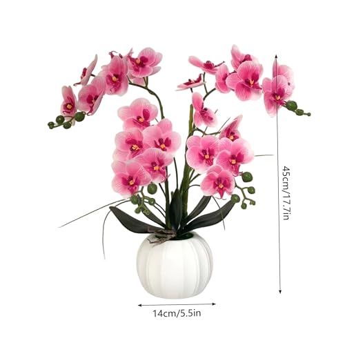 Orquídeas artificiales lujosas en maceta de diseño interior 3