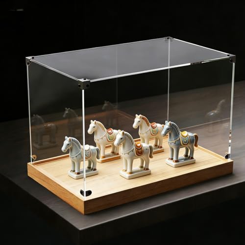 Cajas de Metacrilato Vitrina Expositora Miniatura de Acrílico Transparente con Esquinas Metálicas, Caja Almacenamiento Plástico Apilable para Coleccionables(55x45x45cm(22x18x18in))