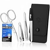 marQus Maniküre Set 4 teilig praktisch und kompakt- mit Feile aus Solingen, das praktische Nagelpflegeset für alle Fälle und Taschen, Reise Nageletui Farbe: Schwarz