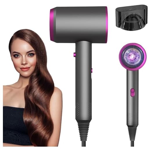 Seche Cheveux Professionnel Sèche Cheveux Ionique, Hair Dryer 1250W Séchage Rapide 3 Positions Vent froid/Chaud, Plus de boutons de refroidissement auxiliaires, Accessoires Concentrateur