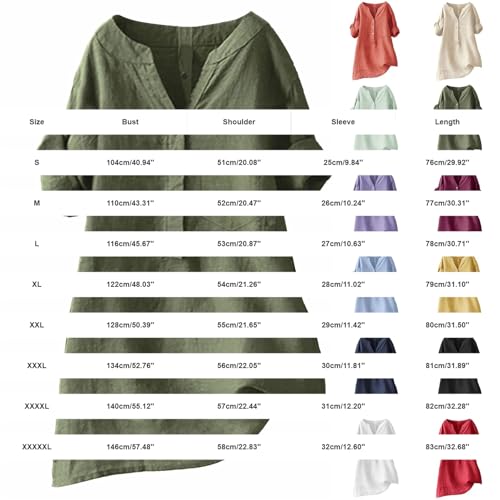 Linen Shirts for Women 2026 Short Sleeve V Neck Button Down Loose Fit Gauze Blouses Vacation Dress Casual Tunic Tops Travel Beach Outfits Resort Wear Lightweight Flowy Cotton Ladies Seniors White 3XL