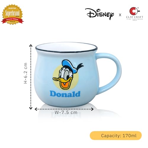 Image of Clay Craft Disney Mickey Mouse & Friends Ceramic Mug Set, Set of 6 | Character Printed Mugs with Mickey, Minnie, Donald, Daisy, Goofy & Pluto | Gift for Home, Office, Family & Disney Lovers | 170 ml