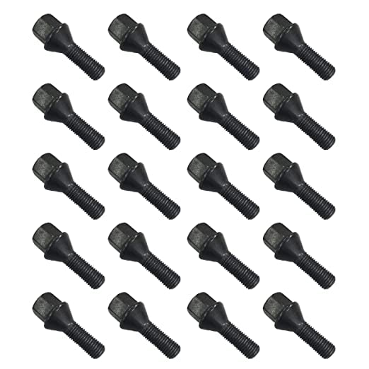 20 Wheel Bolts Wheel Bolts Taper Seat 60° M12 x 1.25 28 mm Compatible with Alfa Romeo, Peugeot, Fiat, Citroen