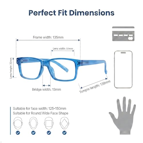 Image of Eyekepper Blue Light Reading Glasses Men Women 1.25, Blue 2 Pack