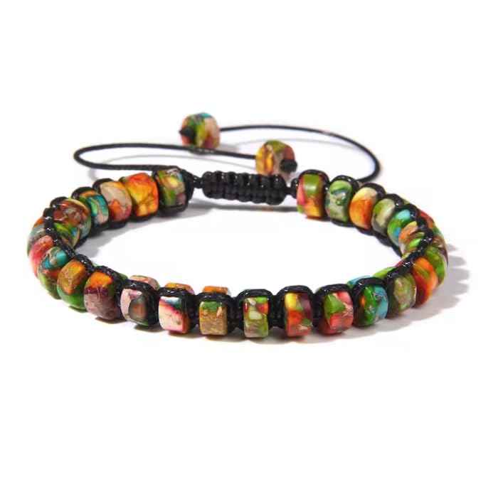 LLXYWJ Buntes 7 Chakra Armband Damen Herren Naturstein Tigerauge Rosenquarz Perlen Armband Armbänder