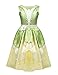 YOOJIA Kinder Mädchen Prinzessin Tiana Kostüm Frosch Prinzessin Grüne Kleider Karneval Fasching Party Verkleidung Gr. 110-140 Hellgrün L-(140)