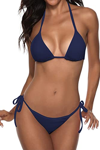 Image of Women Two Piece Swimsuit Sexy Swimwear Halter String Triangle Bikini Sets