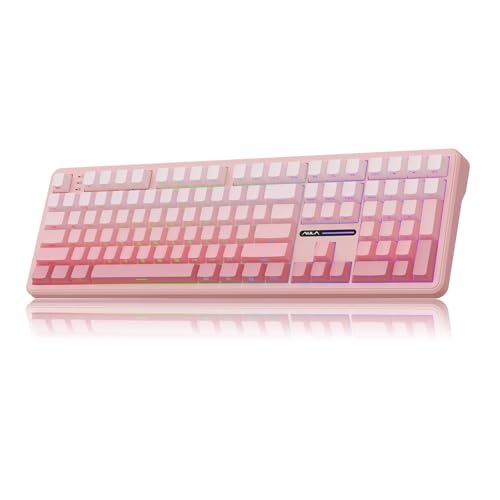 Image of MechLands Aula F108 100% Wireless Gaming Keyboard, Full Size Custom Gasket Mechanical Keyboard, 4000mAh Battery, Programmable 108 Keys, Hot-Swappable, for Win /Mac (Pink Gradient)