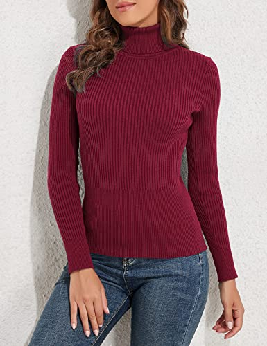 Image of PrettyGuide Women's Ribbed Turtleneck Long Sleeve Sweater Tops