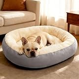 YPDOPORA Orthopädische Hundebetten Für Kleine Und Mittelgroße Hunde, Ovales Hundebett Mit Memory-Schaum, Waschbarer Bezug, Weichem Bezugsschutz Und Rutschfester Unterseite,Grau,XL