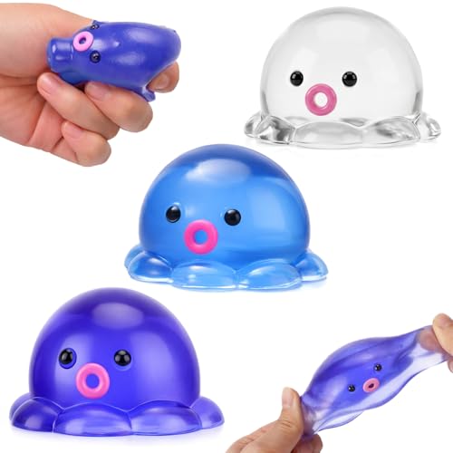 Vodolo Taba Squishy Octopus 3 PCS Ultra-Soft Stress Relief Squishy Fidget Toys Adults Small Cute Sensory Squeeze Toys Fun Kids Enjoy Decompression Toy Soft and Relaxing Squeezing Toy