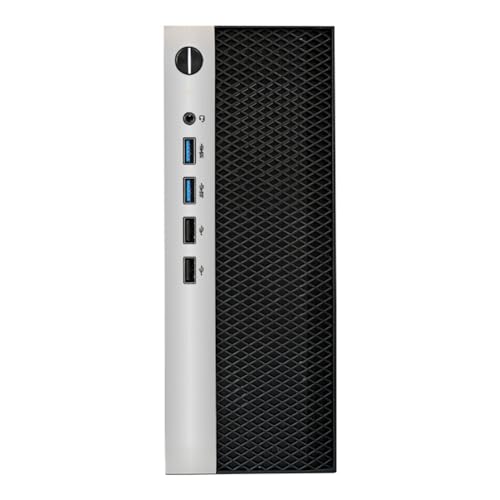 Luobannm Caja de Computadora Mini ITX, Chasis HTPC con Soporte para 4 Puertos USB, Fuente de Alimentación 1U, Compatible para Placa Base Mini ITX.
