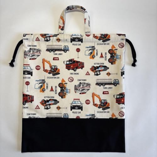 まりぽさま♡はたらく乗り物 レッスンバッグ 上履き入れ 着替え袋 入園 まりぽさま♡はたらく乗り物 レッスンバッグ 上履き入れ 着替え袋 入園